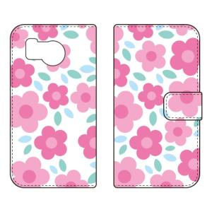 手帳型スマホケース フラワーポップ ホワイト×ピ...の商品画像