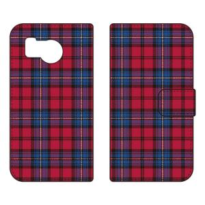 手帳型スマホケース チェック レッド×ブルー (...の商品画像