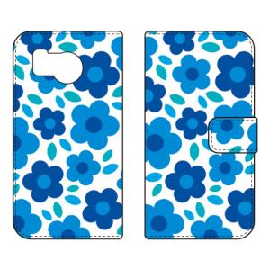 手帳型スマホケース フラワーポップ ブルー (受...の商品画像