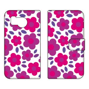 手帳型スマホケース フラワーポップ パープル (受注生産) SECOND SKIN AQUOS sense8 SHG11 SH-54D アクオスセンス8 SHG11 SH-54D