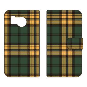 手帳型スマホケース トラッドチェック イエローグリーン (受注生産) SECOND SKIN AQUOS sense8 SHG11 SH-54D アクオスセンス8 SHG11 SH-54D