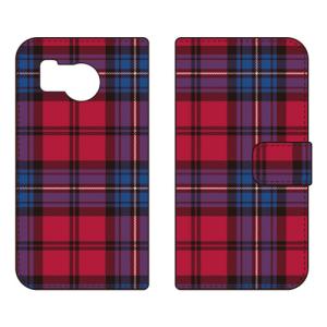 手帳型スマホケース トラッドチェック ブルーレッド (受注生産) SECOND SKIN AQUOS sense8 SHG11 SH-54D アクオスセンス8 SHG11 SH-54D