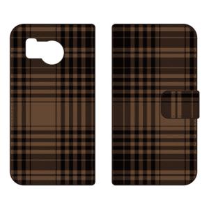 手帳型スマホケース トラッドチェック モカ (受注生産) SECOND SKIN AQUOS sense8 SHG11 SH-54D アクオスセンス8 SHG11 SH-54D
