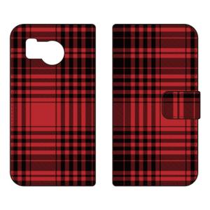 手帳型スマホケース トラッドチェック レッド (受注生産) SECOND SKIN AQUOS sense8 SHG11 SH-54D アクオスセンス8 SHG11 SH-54D