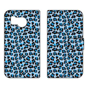 手帳型スマホケース レオパード ブルー (受注生産) SECOND SKIN AQUOS sense8 SHG11 SH-54D アクオスセンス8 SHG11 SH-54D