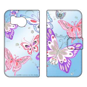 手帳型スマホケース 池田ハルButterfly2 ブルー (受注生産) SECOND SKIN AQUOS sense8 SHG11 SH-54D アクオスセンス8 SHG11 SH-54D