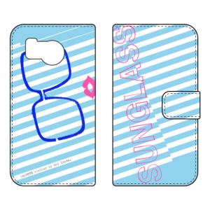 手帳型スマホケース 池田ハルSunglass ブルー (受注生産) SECOND SKIN AQUOS sense8 SHG11 SH-54D アクオスセンス8 SHG11 SH-54D