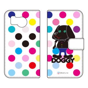 手帳型スマホケース Moisture Doggy マルチカラードット (受注生産) SECOND SKIN AQUOS sense8 SHG11 SH-54D アクオスセンス8 SHG11 SH-54D
