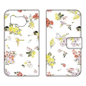 手帳型スマホケース SINDEE Fly Flower （ホワイト） (受注生産) SECOND SKIN AQUOS sense8 SHG11 SH-54D アクオスセンス8 SHG11 SH-54D