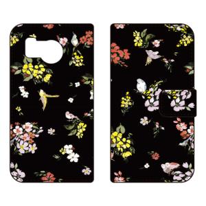 手帳型スマホケース SINDEE Fly Flower （ブラック） (受注生産) SECOND SKIN AQUOS sense8 SHG11 SH-54D アクオスセンス8 SHG11 SH-54D