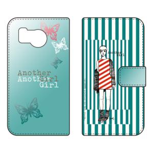 手帳型スマホケース Hal Ikeda アナザーガール・ストライプ・ターコイズグリーン (受注生産) SECOND SKIN AQUOS sense8 SHG11 SH-54D アクオスセンス8