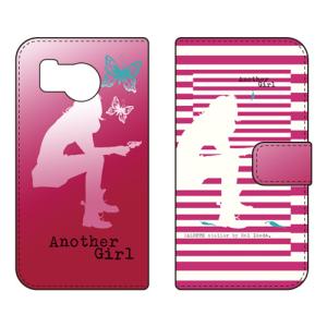 手帳型スマホケース Hal Ikeda アナザーガール・ストライプ2・カーマインレッド (受注生産) SECOND SKIN AQUOS sense8 SHG11 SH-54D アクオスセンス8