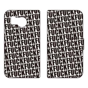 手帳型スマホケース FUCKパターン ホワイト (受注生産) Cf LTD AQUOS sense8 SHG11 SH-54D アクオスセンス8 SHG11 SH-54D