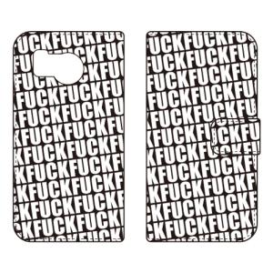 手帳型スマホケース FUCKパターン ブラック (受注生産) Cf LTD AQUOS sense8 SHG11 SH-54D アクオスセンス8 SHG11 SH-54D