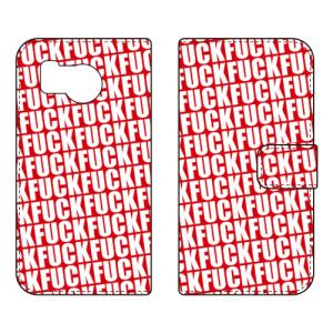 手帳型スマホケース FUCKパターン レッド (受注生産) Cf LTD AQUOS sense8 SHG11 SH-54D アクオスセンス8 SHG11 SH-54D