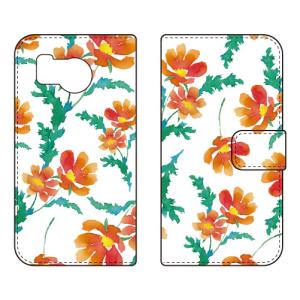 手帳型スマホケース Cf LTD 水彩 パンジー オレンジ スマホケース (受注生産) AQUOS sense8 SHG11 SH-54D アクオスセンス8 SHG11 SH-54D