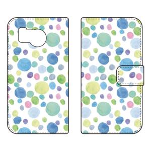 手帳型スマホケース Cf LTD 水彩 水玉模様 大 ブルー スマホケース (受注生産) AQUOS sense8 SHG11 SH-54D アクオスセンス8 SHG11 SH-54D