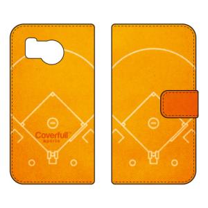 手帳型スマホケース 野球 オレンジ (受注生産) Cf LTD AQUOS sense8 SHG11 SH-54D アクオスセンス8 SHG11 SH-54D