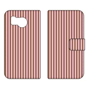 手帳型スマホケース ストライプ ピンク＆ブラウン Coverfull (受注生産) AQUOS sense8 SHG11 SH-54D アクオスセンス8 SHG11 SH-54D
