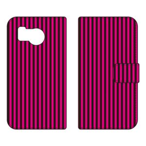 手帳型スマホケース ストライプ ブラック＆ピンク Coverfull (受注生産) AQUOS sense8 SHG11 SH-54D アクオスセンス8 SHG11 SH-54D