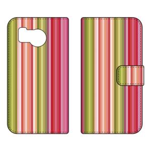 手帳型スマホケース ストライプ エンジ＆グリーン Coverfull (受注生産) AQUOS sense8 SHG11 SH-54D アクオスセンス8 SHG11 SH-54D