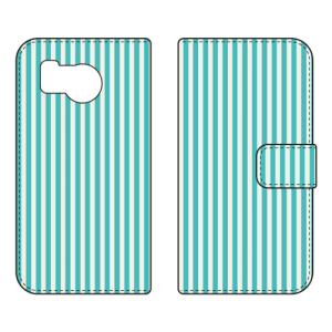 手帳型スマホケース ストライプ ブルー＆ホワイト Coverfull (受注生産) AQUOS sense8 SHG11 SH-54D アクオスセンス8 SHG11 SH-54D