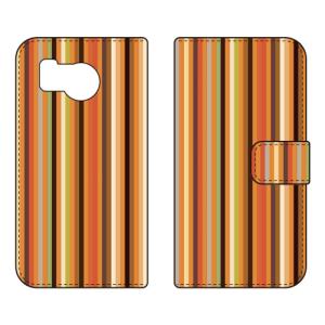 手帳型スマホケース ストライプ オレンジ＆ブラウン Coverfull (受注生産) AQUOS sense8 SHG11 SH-54D アクオスセンス8 SHG11 SH-54D