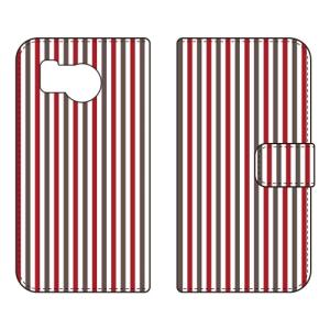 手帳型スマホケース ストライプ レッド＆グレー Coverfull (受注生産) AQUOS sense8 SHG11 SH-54D アクオスセンス8 SHG11 SH-54D