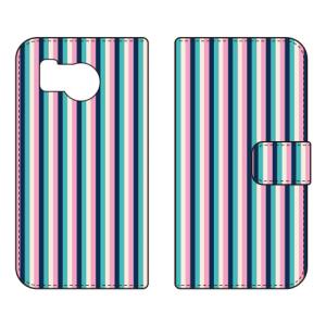 手帳型スマホケース ストライプ ネイビー＆ピンク Coverfull (受注生産) AQUOS sense8 SHG11 SH-54D アクオスセンス8 SHG11 SH-54D