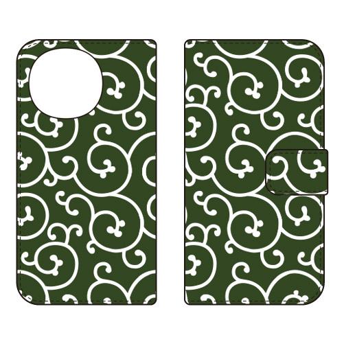 手帳型スマホケース 和柄 唐草緑 (受注生産)  Cf LTD AQUOS sense10 AQUO...