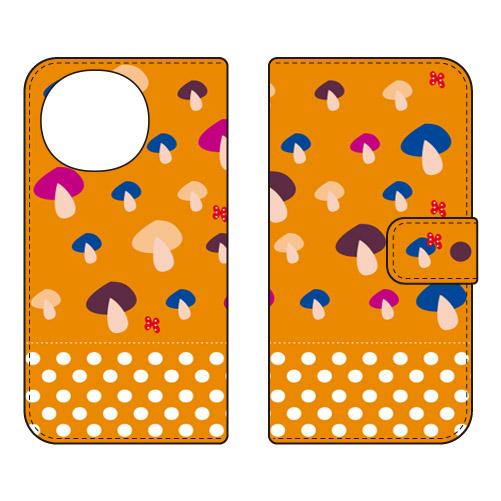 手帳型スマホケース 北欧風オレンジ森 (受注生産)  Cf LTD AQUOS R9 SH-51E ...