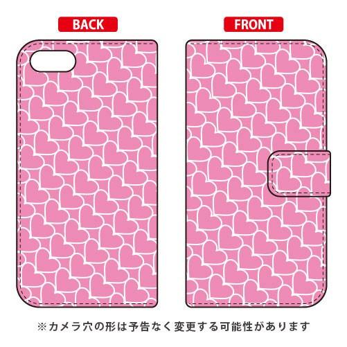 ZenFone 4 Max ケース ZC520KL 手帳 ハートストライプ ピンク×ホワイト スマホ...