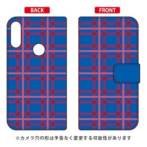 ZenFone Max Pro M2 ケース ZB631KL 手帳 チェック ブルー×ピンク スマホ...