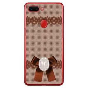 OPPO R15 Pro ケース ドット×カメオ ブラウン スマホケース (受注生産)