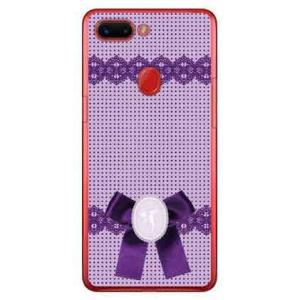 OPPO R15 Pro ケース ドット×カメオ パープル スマホケース (受注生産)