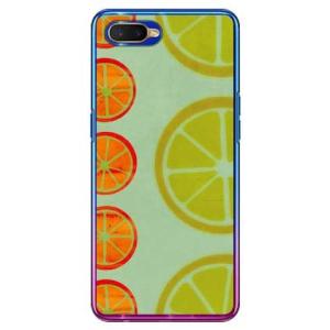OPPO R17 Neo ケース オレンジフルーツ ブルー スマホケース (受注生産)