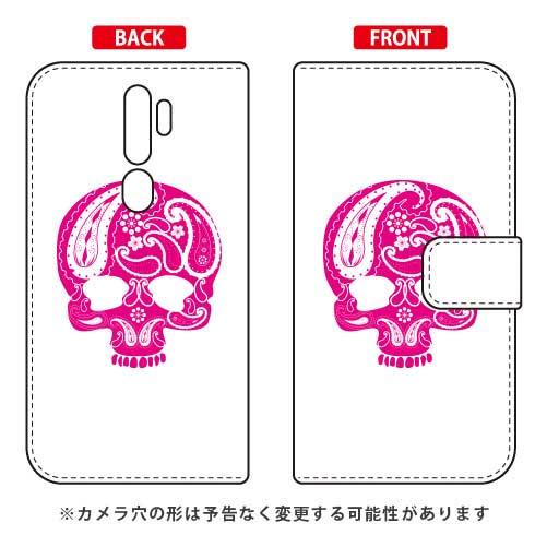 OPPO A5 2020 ケース 手帳 Paisley skull ピンク スマホケース (受注生産...