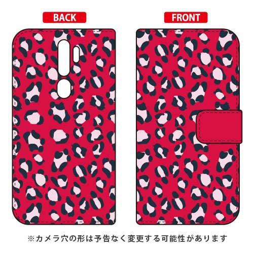 OPPO A5 2020 ケース 手帳 Leopard レッド スマホケース (受注生産)