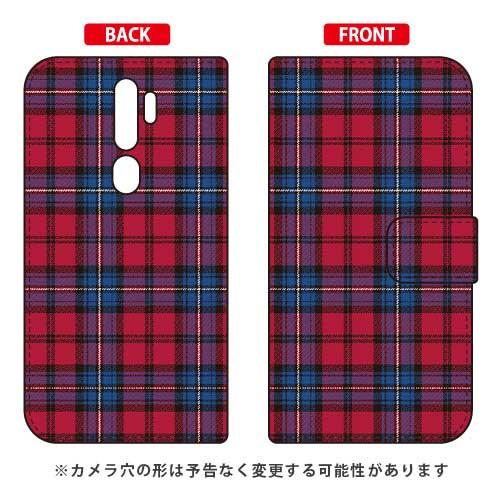 OPPO A5 2020 ケース 手帳 チェック レッド×ブルー スマホケース (受注生産)