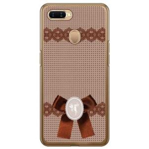 OPPO AX7 ドット×カメオ ブラウン スマホケース (受注生産)