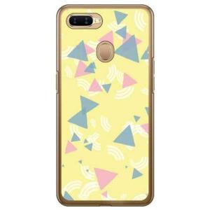 OPPO AX7 さんかく イエロー スマホケース (受注生産)