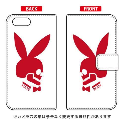 OPPO Reno A ケース 手帳 Bunny bone レッド スマホケース (受注生産)