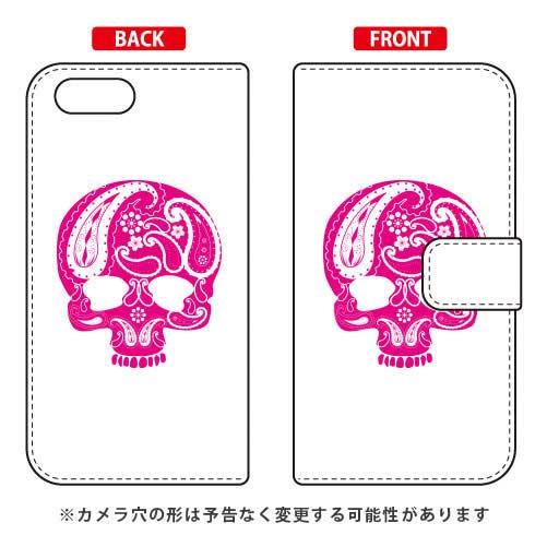 OPPO Reno A ケース 手帳 Paisley skull ピンク スマホケース (受注生産)