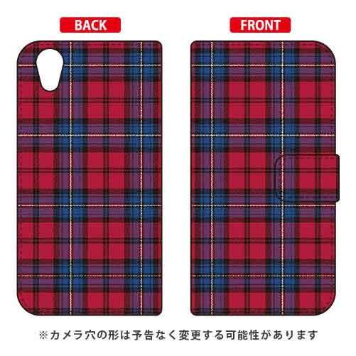 Android One X4・AQUOS sense plus 手帳 チェック レッド×ブルー スマ...