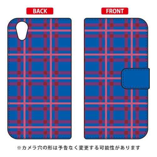 Android One X4・AQUOS sense plus 手帳 チェック ブルー×ピンク スマ...