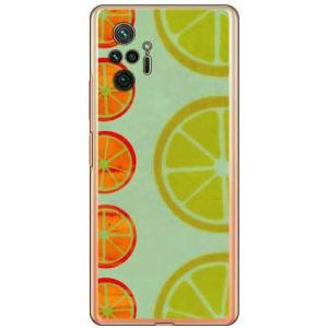 Redmi Note 10 Pro ケース オレンジフルーツ ブルー スマホケース (受注生産)