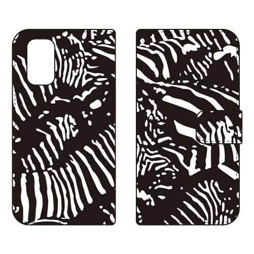 Redmi 9T 手帳 Zebra camo ブラック スマホケース (受注生産)