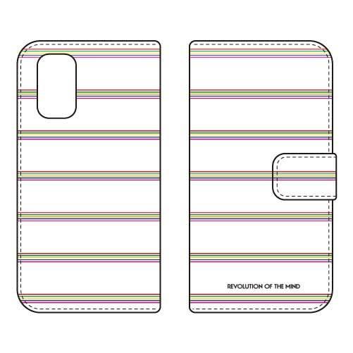 Redmi 9T 手帳 Multi border ホワイト スマホケース (受注生産)