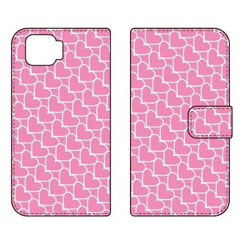 OPPO A73 CPH2099 手帳 ハートストライプ ピンク×ホワイト スマホケース (受注生産...