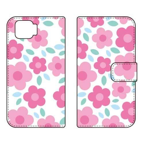 OPPO A73 CPH2099 手帳 フラワーポップ ホワイト×ピンク スマホケース (受注生産)